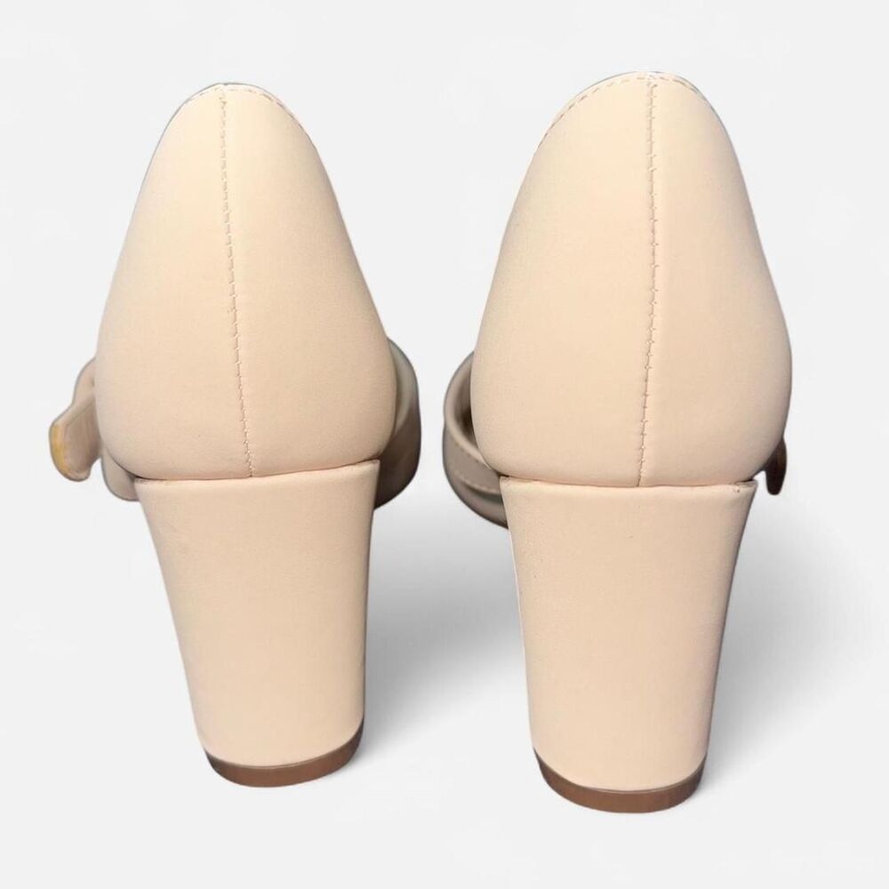 Nude Mary Jane Pumps with Round Toe and Block Heels Size 6.5 - NWT - Picture 7 of 10